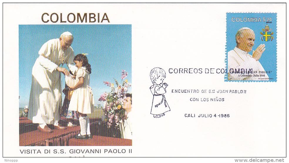 Vatican City 1986 Pope Visit Colombia,cali, Souvenir Cover - Covers & Documents