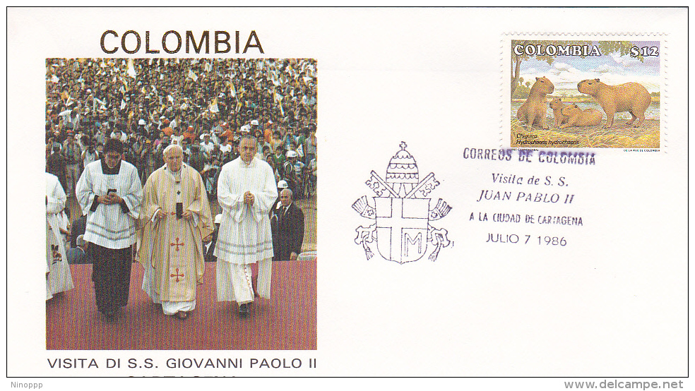 Vatican City 1986 Pope Visit Colombia,Cartagena, Souvenir Cover - Covers & Documents