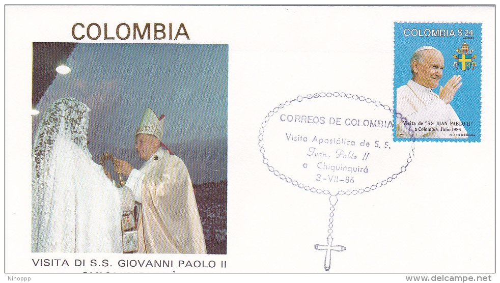 Vatican City 1986 Pope Visit Colombia,Chiquinquira, Souvenir Cover - Covers & Documents