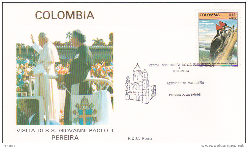 Vatican City 1986 Pope Visit Colombia,Pereira, Souvenir Cover - Covers & Documents