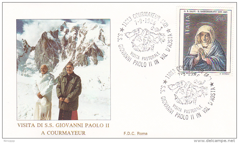 Vatican City 1986 Pope Visit Courmayeur Souvenir Cover - Covers & Documents