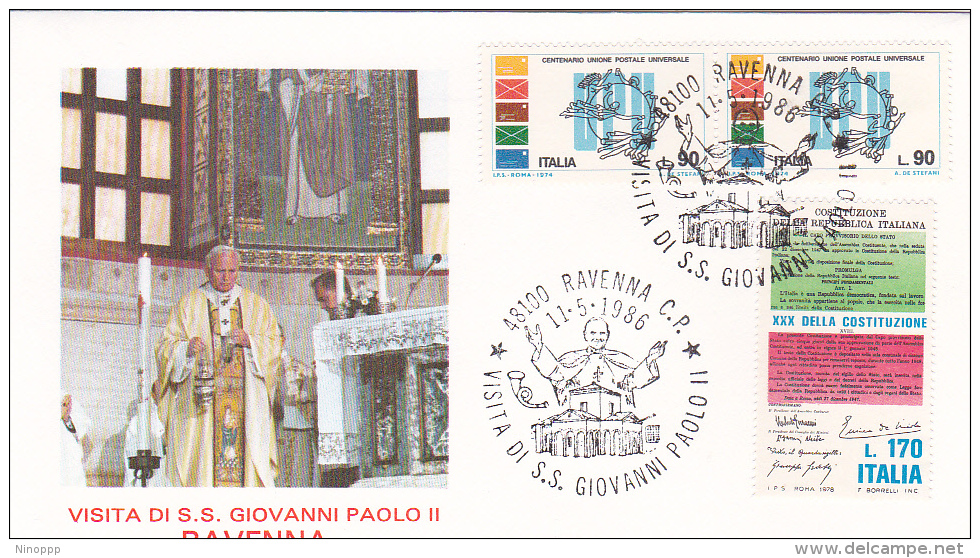 Vatican City 1986 Pope Visit Ravenna Souvenir Cover - Covers & Documents