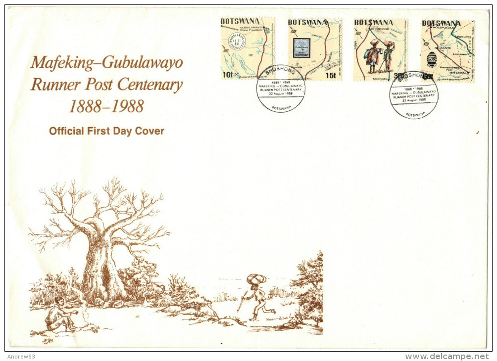 BOTSWANA - 1988 - Mafeking-Gubulawayo, Runner Post Centenary - SHOSHONG - FDC - Botswana (1966-...)