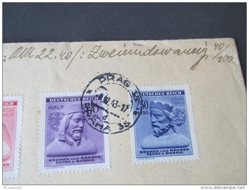 Böhmen Und Mähren Einschreiben 1943 Satzbrief / Nr. 114 - 116 Nachnahme. Prag 35 - Storia Postale