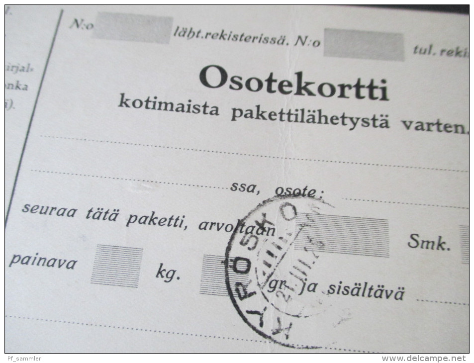 Finnland 1928 Adresskort / Paketkarte mit Hakenkreuz ASEA / Kupong. Allmänna Elektriska Aktieboget