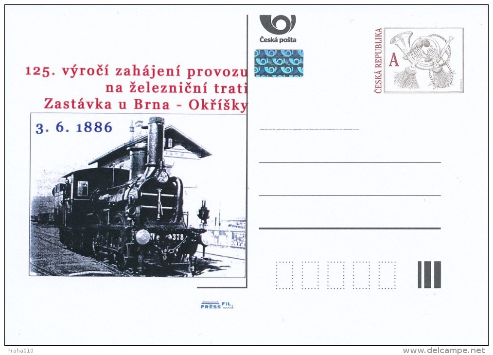 Czech Rep. / Postal Stat. (Pre2011/25) 125 Anniversary Of The Opening Of The Railway Line Zastavka U Brna - Okrisky - Cartes Postales
