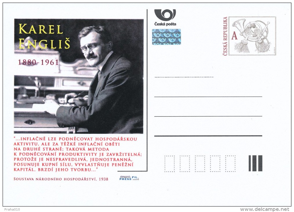 Czech Rep. / Postal Stat. (Pre2011/27) Karel Englis (1880-1961) Czech Economist And Politician - Cartes Postales