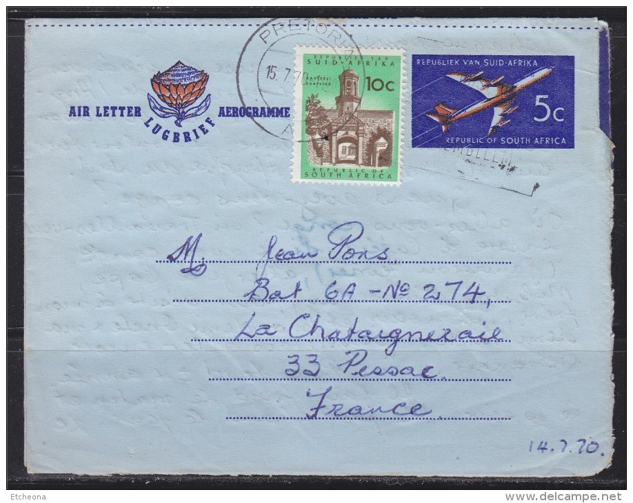 = Entier Postal Avec Complément D'affranchissement Afrique Du Sud De Prétoria à Pessac - Lettres & Documents