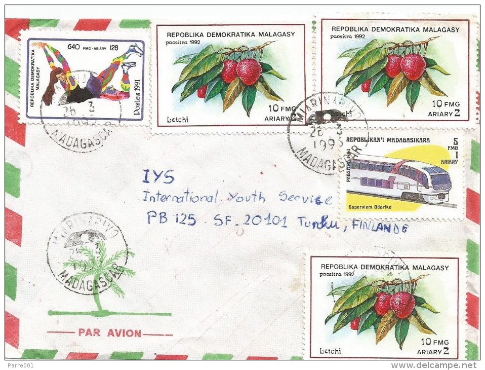 Madagascar 1996 Miarinarivo Olympic Games Albertville Ice Skating Litchi Train Cover - Madagaskar (1960-...)