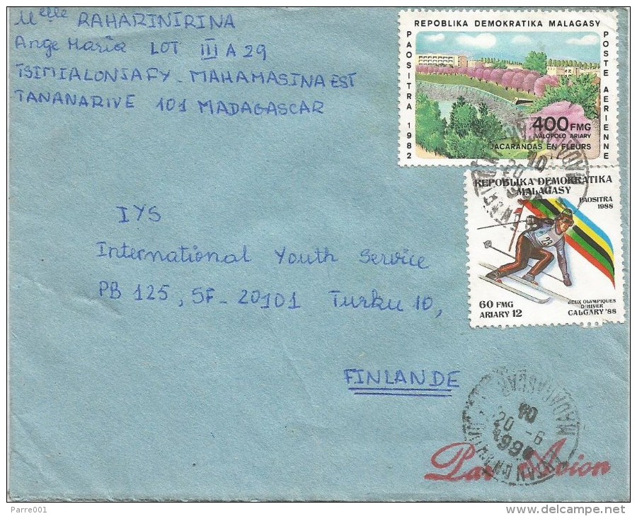 Madagascar 1990 Antananarivo Olympic Games Calgary Alpine Skiing Cover - Skisport