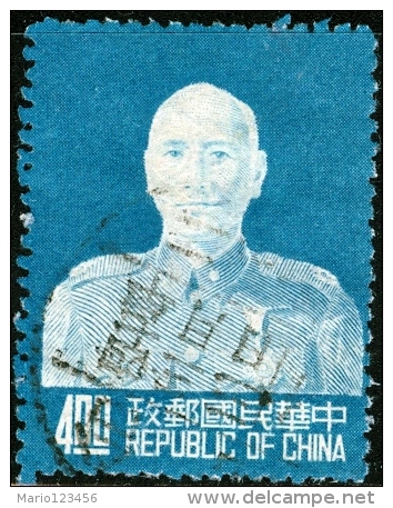 REPUBBLICA DI CINA, REPUBLIC OF CHINA, COMMEMORATIVO, CHIANG KAI-SHEK, 1953, FRANCOBOLLO USATO, Scott 1088 - Usados