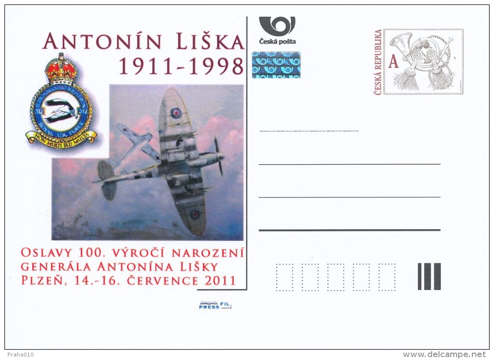 Czech Rep. / Postal Stat. (Pre2011/30) General Antonin Liska (1911-1998), 312 Squadron RAF (coat Of Arms - Stork) - Postcards