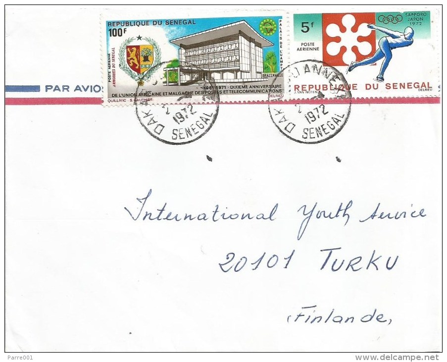 Senegal 1972 Dakar Annexe Olympic Games Sapporo Japan Ice Speed Skating Lion Armory Cover - Inverno