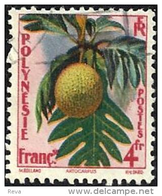 POLYNESIE FRANCAISE PLANT FRUIT FOOD 4 FRANCS STAMP ISSUED 1970's(?) SG18 USED READ DESCRIPTION !! - Oblitérés