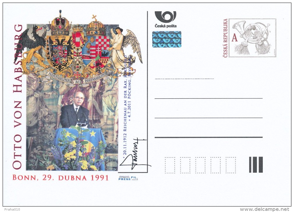 Czech Rep. / Postal Stat. (Pre2011/32) Otto Von Habsburg (1912-2011), Bonn - 29th In April 1991 - Postcards