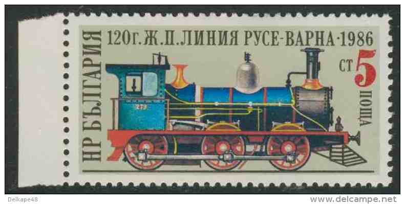 Bulgaria Bulgarien 1987 Mi 3543 C ** Steam Locomotive, Bulgaria – 120th Ann. Ruse-Varna Railway / Damplokomotive - Treinen