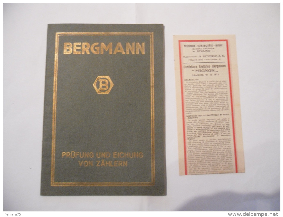 LIBRETTO DI ISTRUZIONI BERGMANN CONTATORE ELETTRICO 1925 - Documentos Históricos