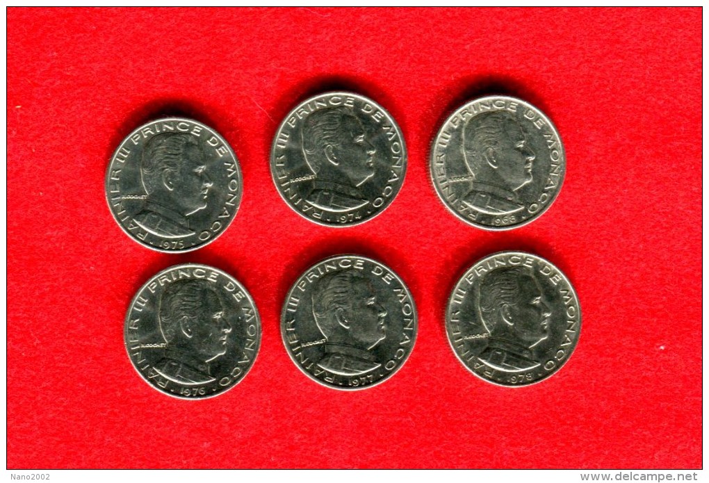 MONACO - RAINIER III -  LOT DE  6 X 1/2 FRANC   1968 - 1974 - 1975 - 1976 - 1977 - 1978 - CERTAINES A PETITS TIRAGES - 1960-2001 Nouveaux Francs