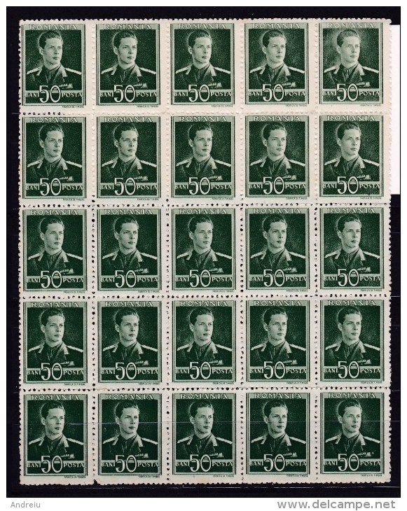 1940 Romania Roumanie Rumanien - King Michael 50 Lei , Full Sheet Of 25 Stamps As Scan Yv. 620 - Volledige & Onvolledige Vellen