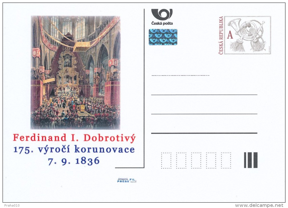 Czech Rep. / Postal Stat. (Pre2011/38) Ferdinand I. Dear (1793-1875), 175 Ann. Of The Coronation Of The King Of Bohemia - Cartes Postales