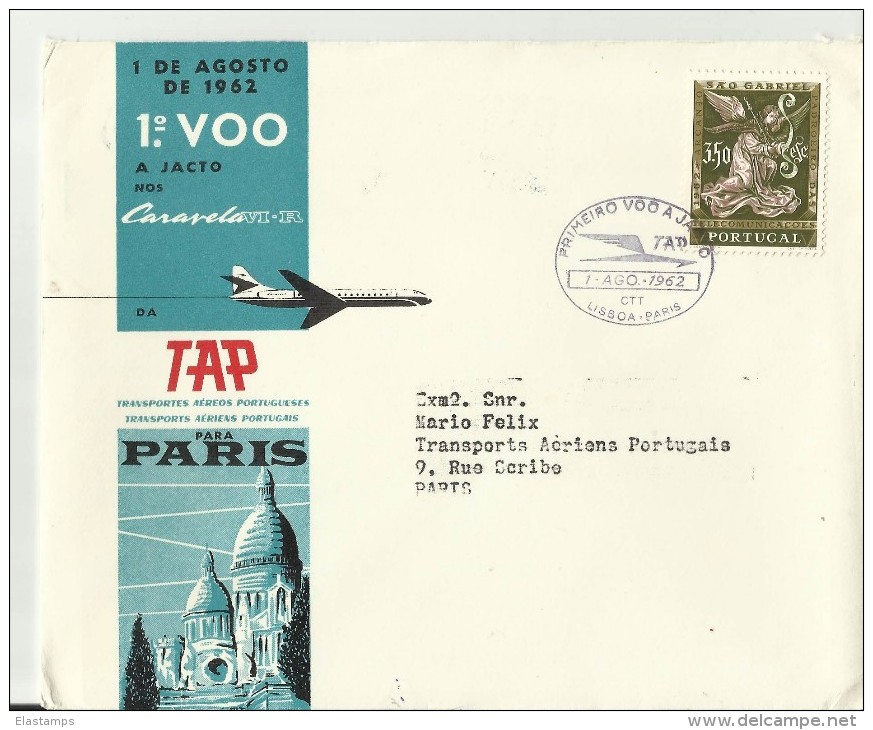 PORTUGAL ERST FLUG 1962 PARIS - Lettres & Documents