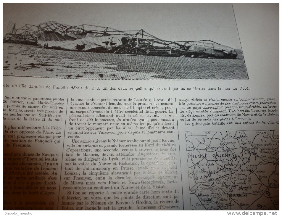 1915 GUERRE:Zeppelins;Le CIGARE MALGACHE;Plans et coupes GUERRE des MINES;Les soldats par SCOTT;Reine ELISABETH;Tchanak