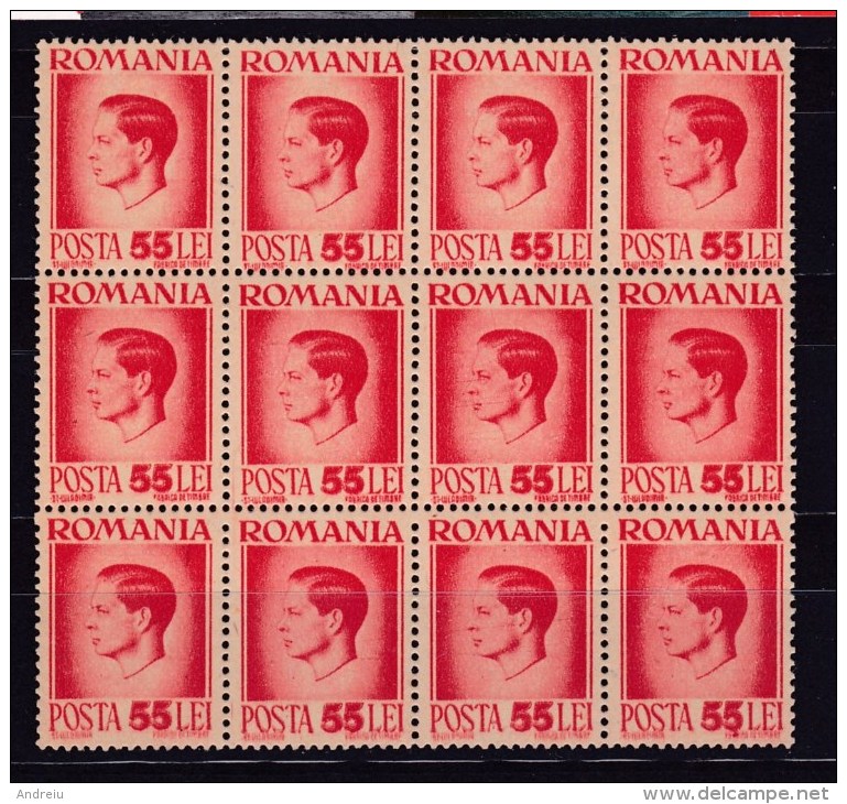 1940-45 Romania Roumanie Rumanien - King Michael 55 Lei , Full Sheet Of 12 Stamps As Scan - Ganze Bögen