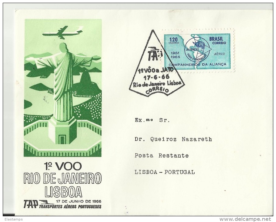 PORTUGAL ERST FLUG 1965 RIO DE JANIERIO - Lettres & Documents