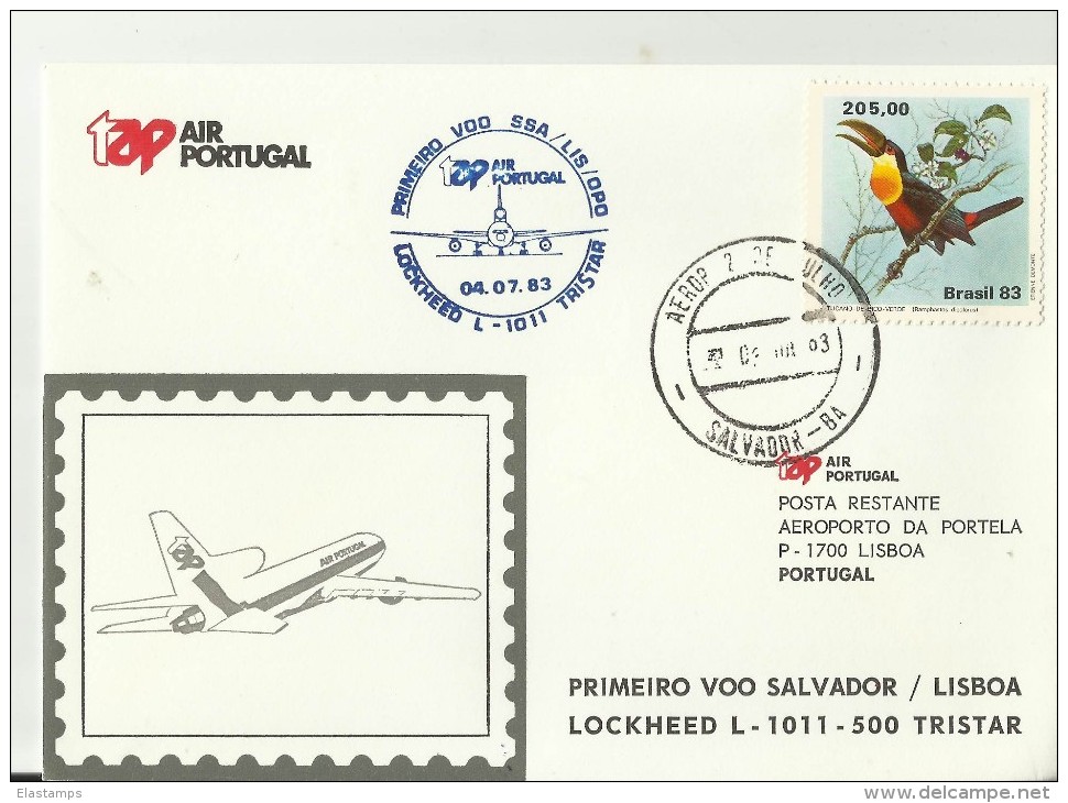 PORTUGAL ERST FLUG 1983  SALVADOR BRASIL - Lettres & Documents