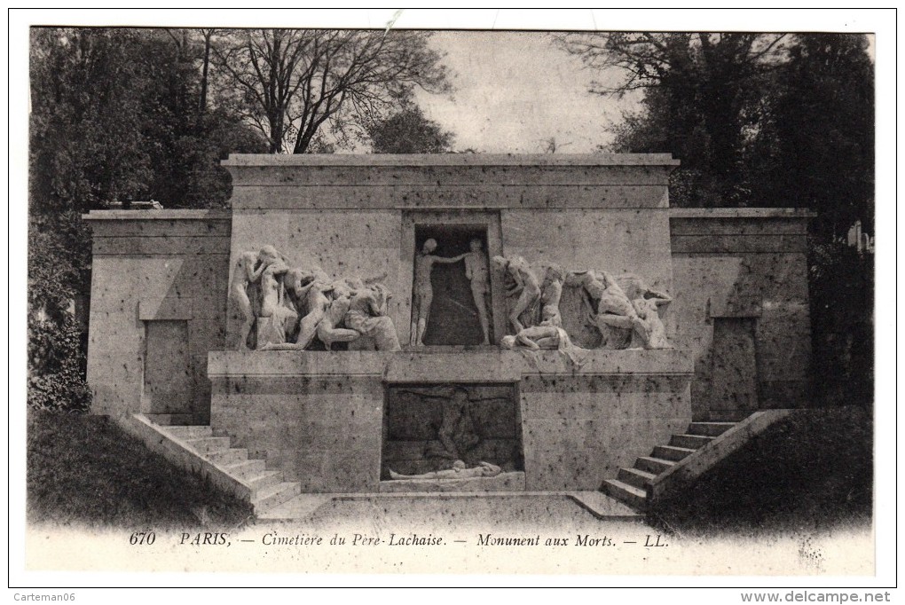 75 - Paris 20 ème - Cimetière Du Père Lachaise - Monument Aux Morts - Editeur: LL N° 670 - Arrondissement: 20