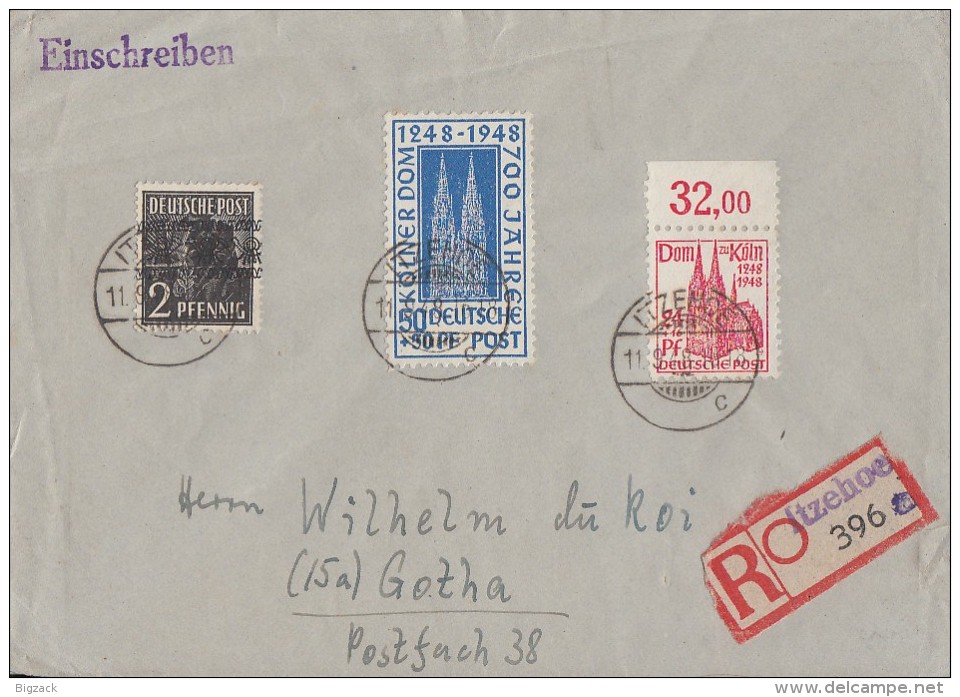 Bizone R-Brief Mif Minr.36I,71 OR, 72 Itzehoe 11.9.49 - Sonstige & Ohne Zuordnung