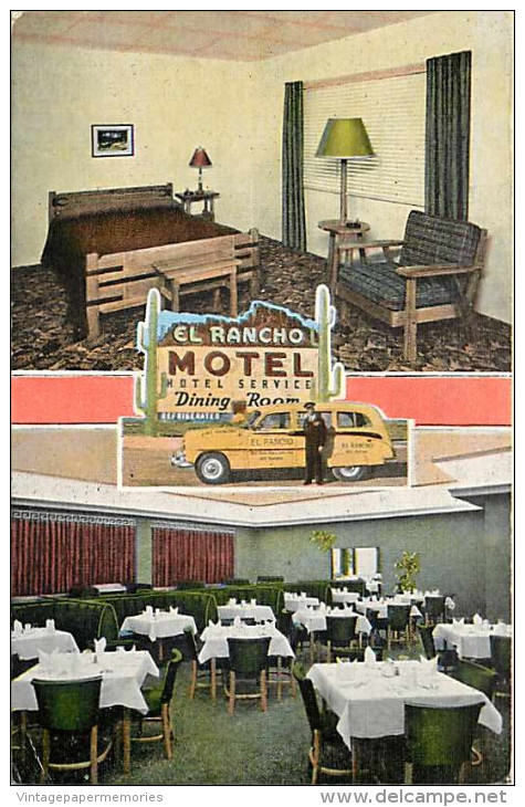 228253-Texas, El Paso, El Rancho Motel, Highway 62 & 180, Linen Postcard, E.C. Kropp No 25921N - El Paso