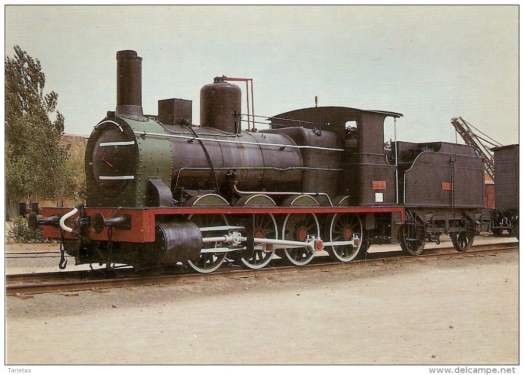 Nº296 POSTAL DE ESPAÑA DE UNA LOCOMOTORA VAPOR EN ALCAZAR DE SAN JUAN (TREN-TRAIN-ZUG) AMICS DEL FERROCARRIL - Trenes