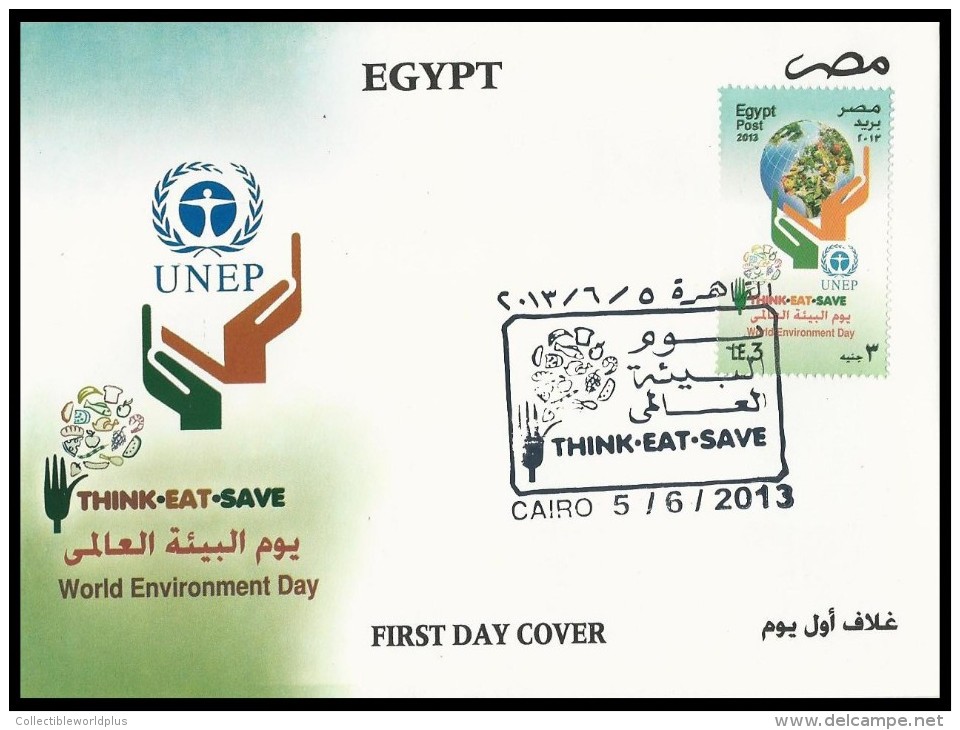 EGYPT 2013 FIRST DAY COVER / FDC WORLD ENVIRONMENT DAY ( THINK - EAT - SAVE ) - Covers & Documents