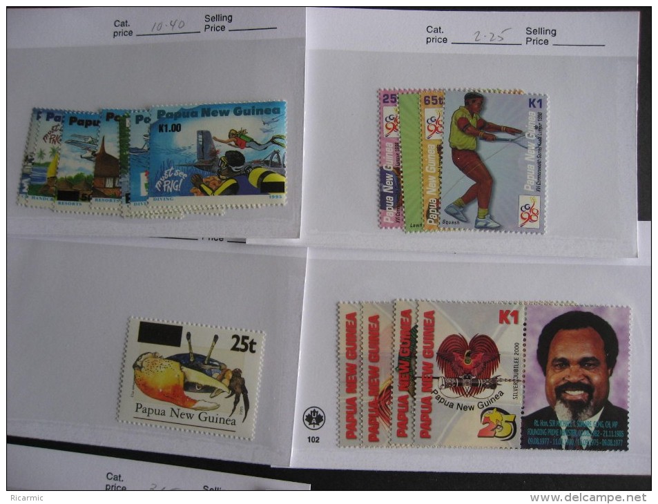 Papua New Guinea Collection Of 18 MNH Sets On Sales Cards 1995-2000 Era Stuff, Check Them Out! - Papoea-Nieuw-Guinea