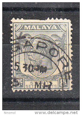 Malacca   -   1936.  George V.  8 C. Gray. - Federated Malay States