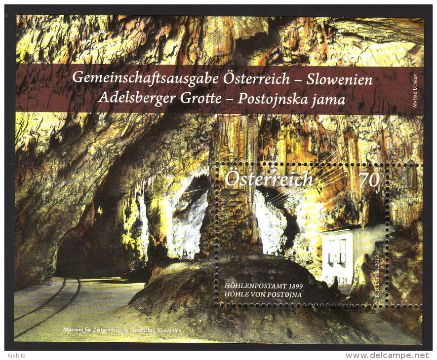 ÖSTERREICH 2013 ** Postamt Adelsberger Grotte / Gemeinschaftsausgabe Mit Slowenien - Block MNH - Post