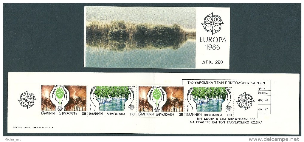 Greece 1986 Europa Booklet 2 Sets 2-side Perforation - Carnets