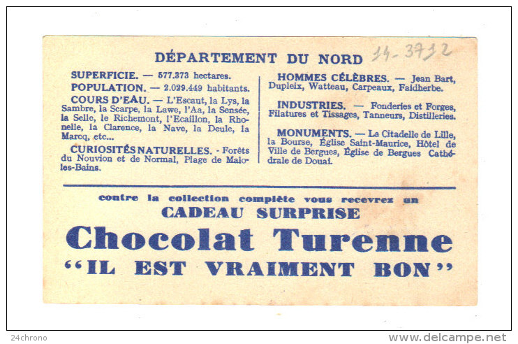 Image Du Chocolat Turenne De Sedan: Carte Departementale Du Nord, Lille, Valenciennes, Avesnes, Cambrai (14-3712) - Autres & Non Classés