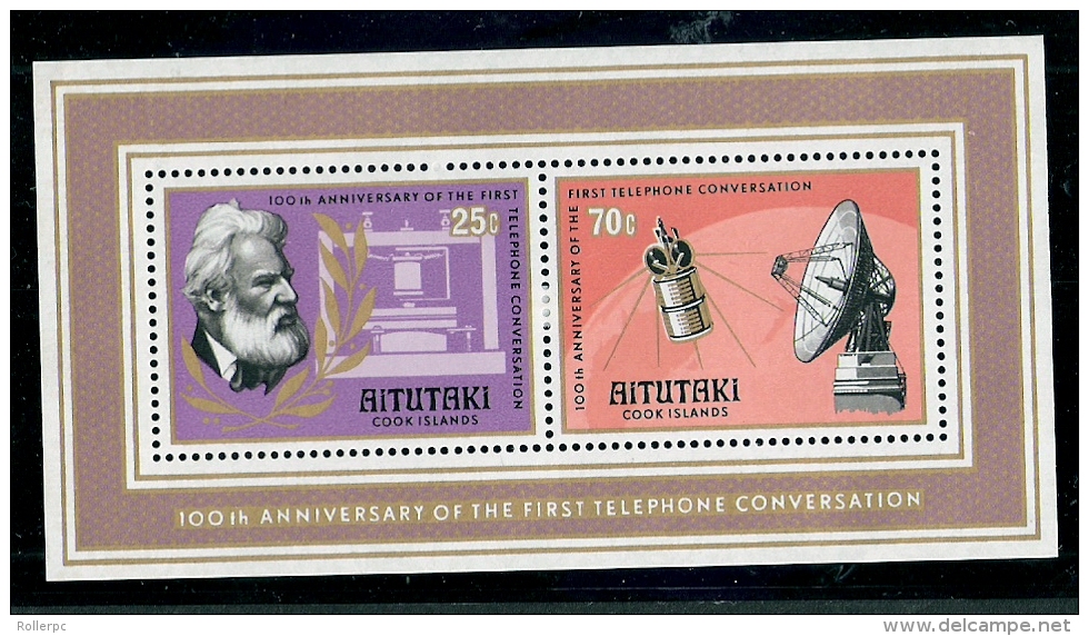 011104 Sc 144a MNH CENTENARY OF FIRST TELEPHONE CALL BY ALEXANDER GRAHAM BELL - Aitutaki