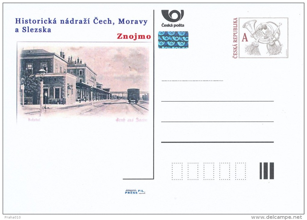 Czech Rep. / Postal Stat. (Pre2011/55) Historic Train Station In Bohemia, Moravia And Silesia (Znojmo) - Postcards