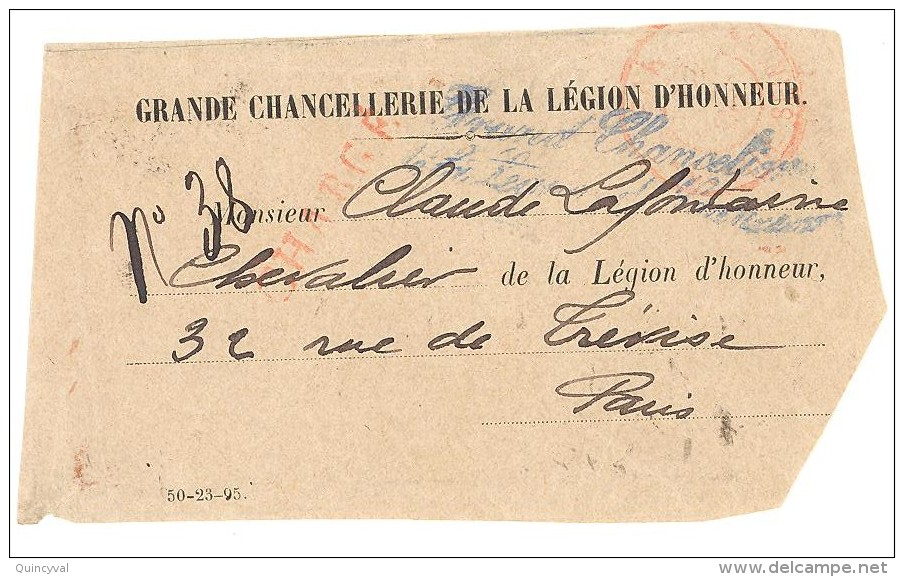 1931 FRAGEMENT Grande Chancellerie De La Legion D'Honneur Marque Bleu  Chargé - Other & Unclassified