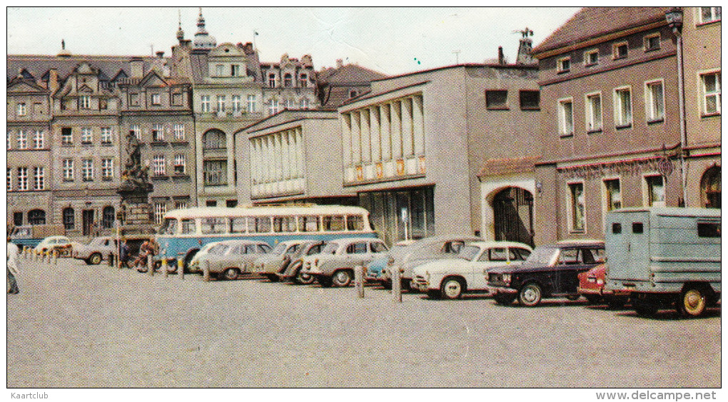 Poznan: WARSZAWA M-20, FSO-SYRENA, FIAT-ZASTAVA 1300/1500, ZAZ 965, AUTOBUS/COACH Etc. - Starego Rynku - Poland (P) - Passenger Cars