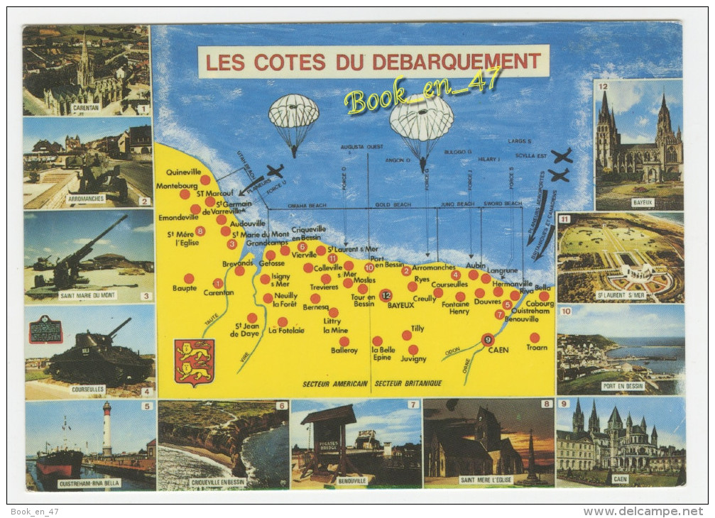 {36879} Les Côtes Du Débarquement , Carte Et Multivues ; Arromanches Courseulles Benouville Caen Bayeux Carentan - Cartes Géographiques