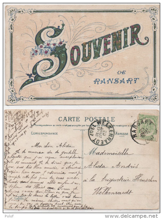 Souvenir De RANSART - Fantaisie Illustrée Et Pailletée   (73746) - Other & Unclassified