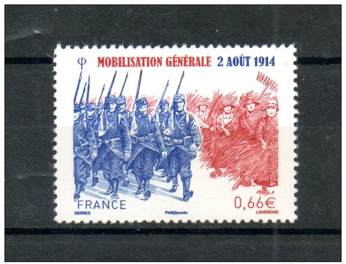 France N° 4889 De  2014 --0.66 &euro; -  Mobilisation Générale De 1914 - Gravé - Nuovi