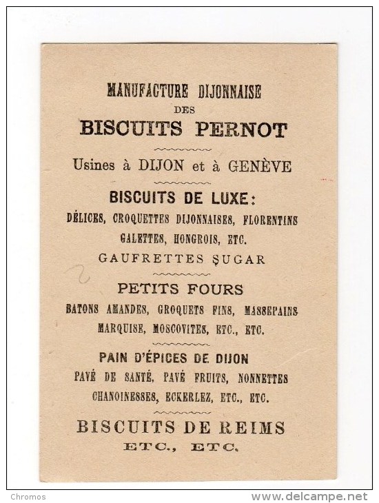 Chromo Pour Biscuits Pernot, Dijon, Genève, Pierrot, Guignol - Pernot