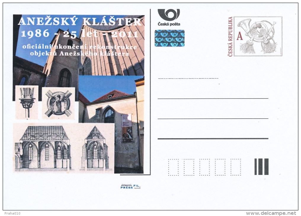 Czech Rep. / Postal Stat. (Pre2011/61) St. Agnes Convent In Prague; Reconstruction Of The Monastery (1986-2011) - Cartes Postales