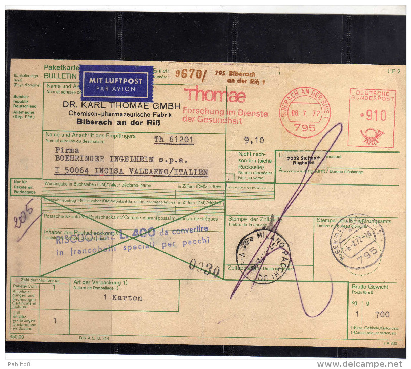 ITALIA REPUBBLICA  ITALY REPUBLIC 1955 - 1979 PACCHI POSTALI PARCEL POST LIRE 400  BOLLETTINO - Postpaketten