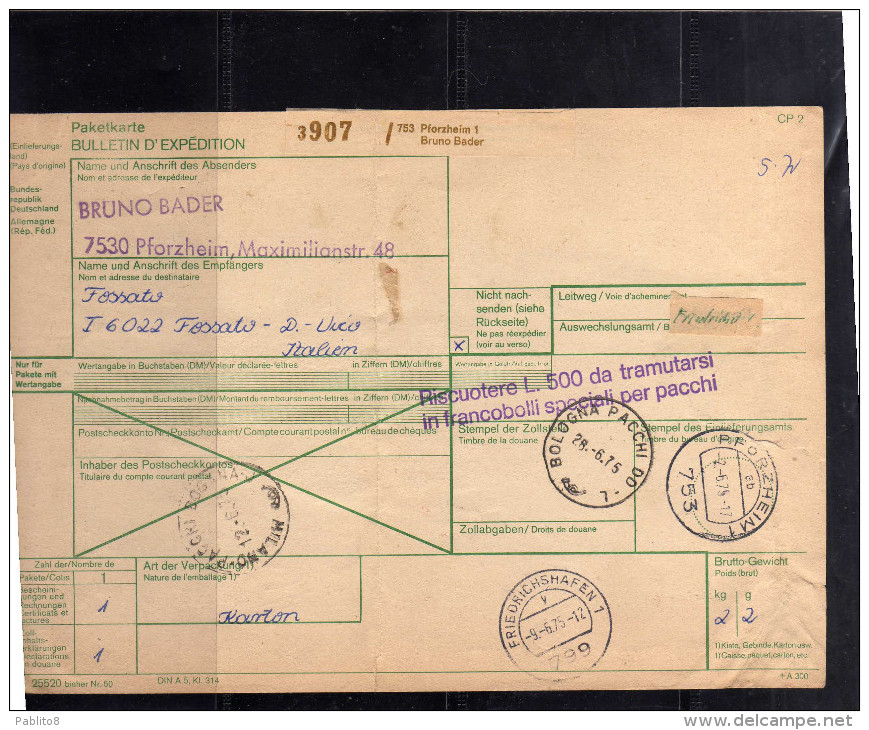 ITALIA REPUBBLICA  ITALY REPUBLIC 1955 - 1979 PACCHI POSTALI PARCEL POST LIRE 40 X4 + 200 X2 300  BOLLETTINO - Postpaketten